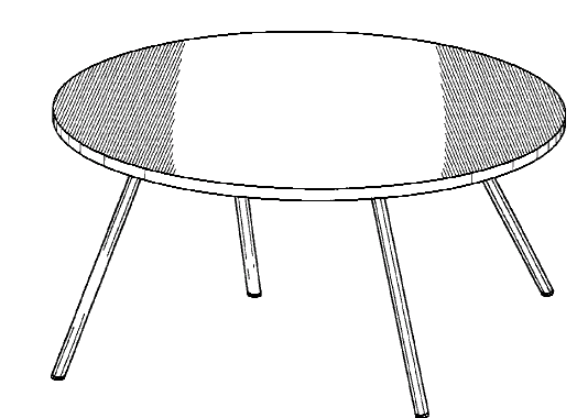 Figure 1. Example of a design for a round folding table with tubular supports.   
