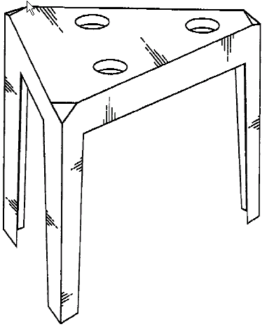 Figure 1. Example of a design for a three-sided table with supports at the edge.   
