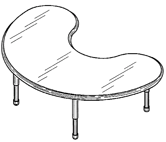 Figure 2. Example of a design for a kidney-shaped table with tubular supports.   
