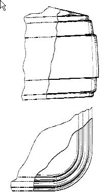 Figure 1. Example of a design for an edge of a blow-molded plastic table top corner.
