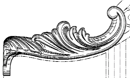 Figure 2. Example of a design for a scrolled footboard top corner edge.   
