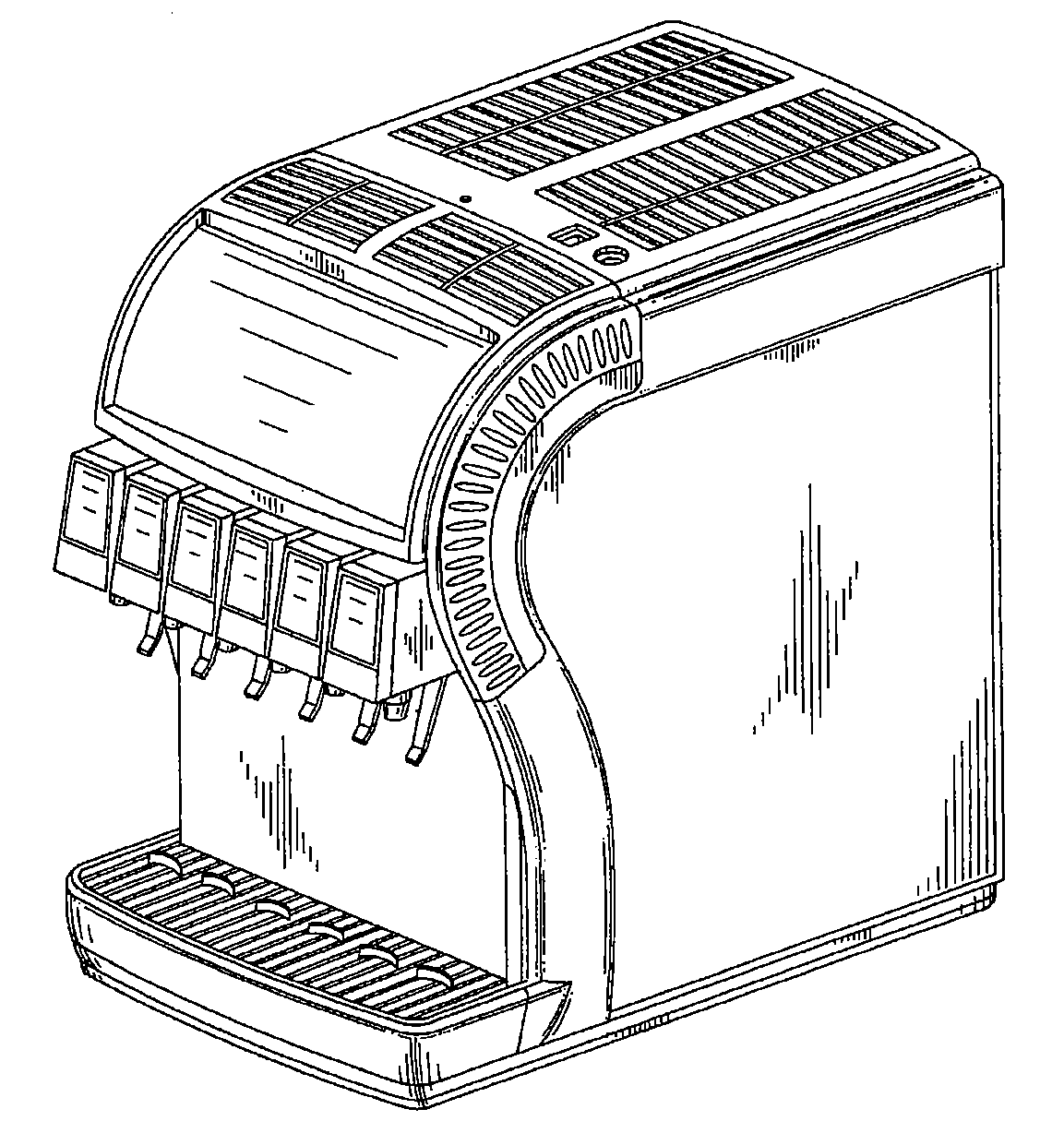 Example of a console type beverage dispenser with pluralvalve.  
