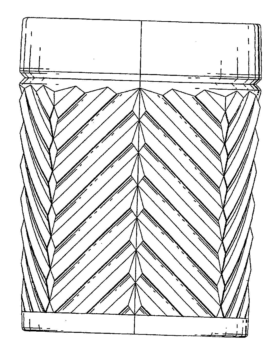 Example of a design for a glass with incised V-shaped or cutglass type pattern.
