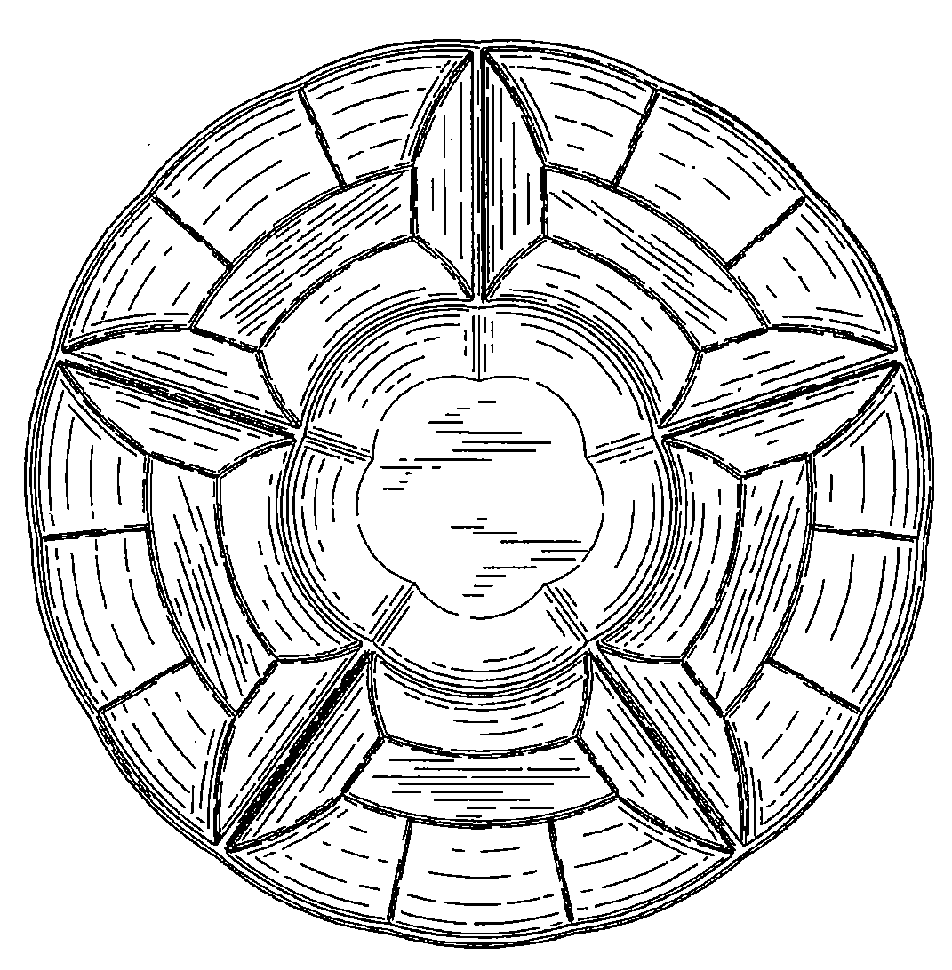 Example of a design for a compartmented tray with a roundperimeter.
