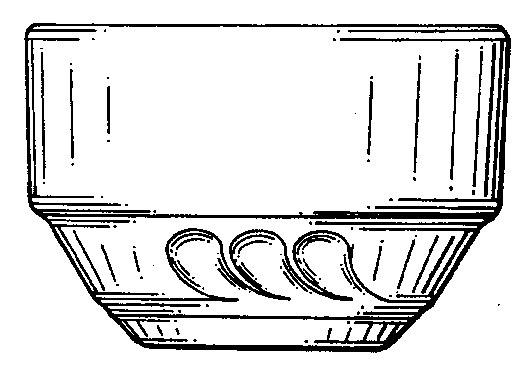 Example of a design for a food server with ornamentationon an exterior surface.   
