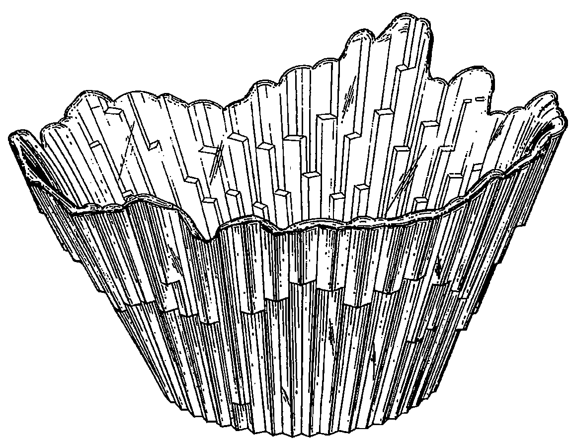 Example of a design for a food server with V-shaped grooves.
