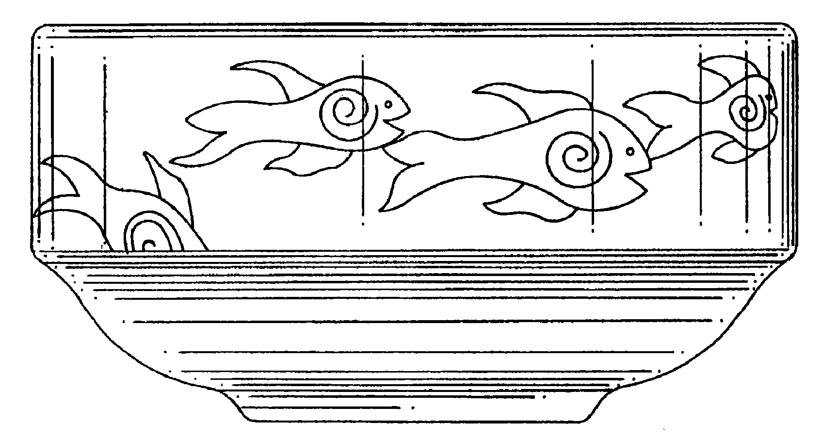 Example of a design for a food server with simulative ornamentationon an exterior surface.  
