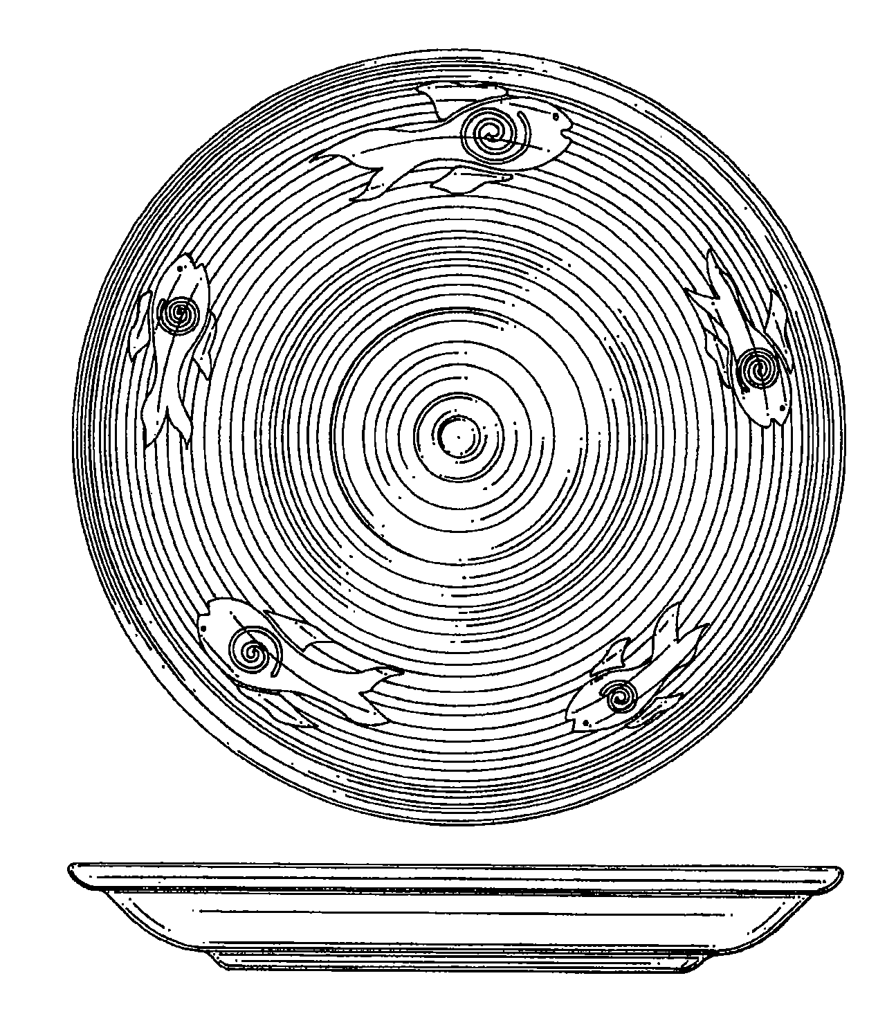 Example of a design for a food server with simulative ornamentationthat shows an animal.
