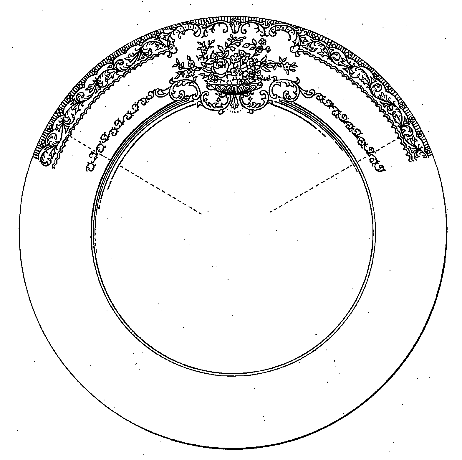 Example of a design for a food server with simulative ornamentationthat shows a flower and a container.
