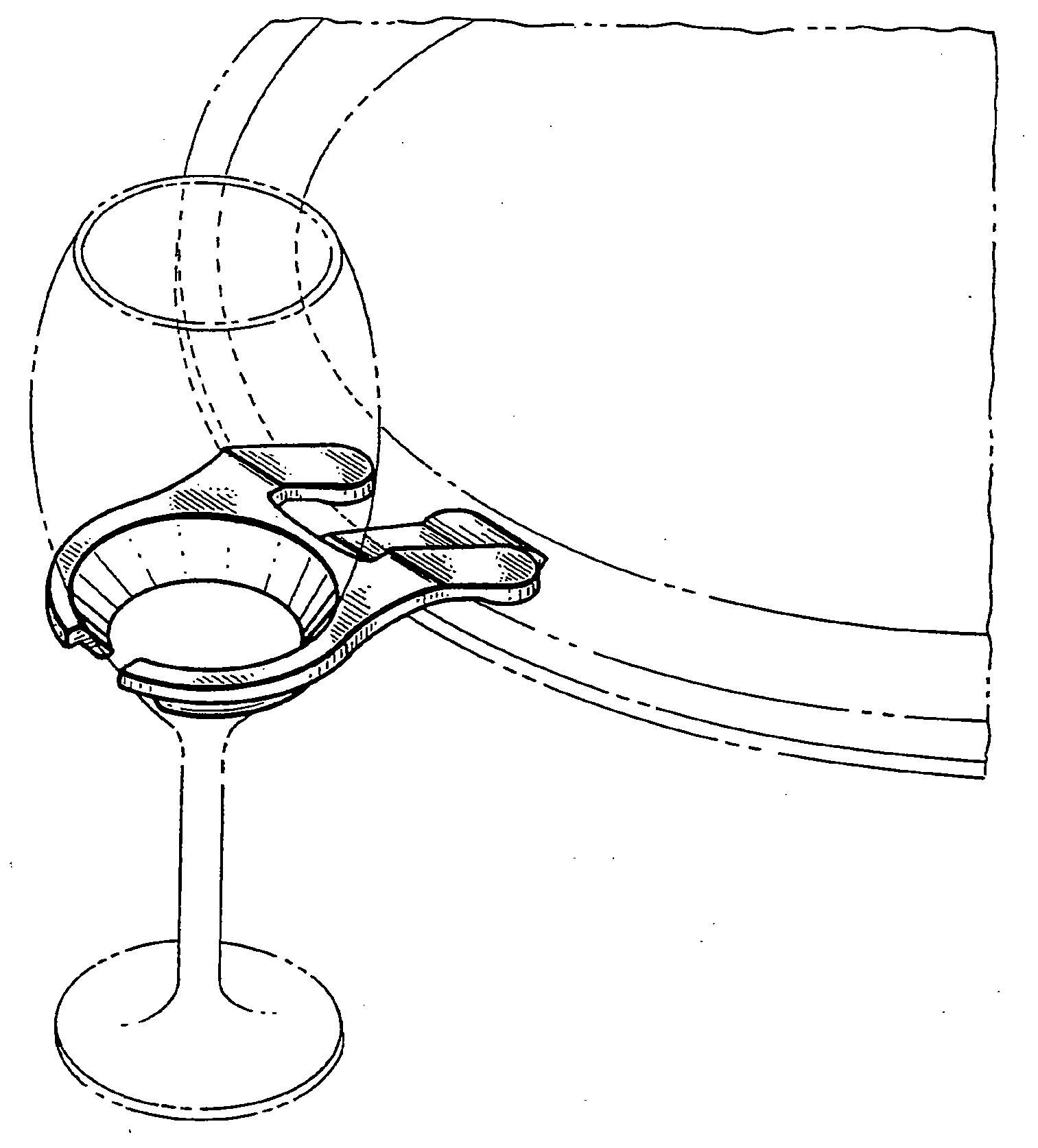 Example of a design for a clip type holder a beverage container.
