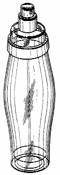 Example of a design for packaging with gas propellant thatis circular in plan and tapers. 
