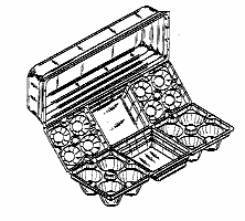 Example of a design for compartmented type packaging thatis food specific with provision for egg or the like.
