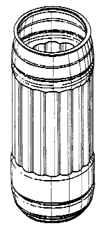 Design for a can with a circular configuration viewed fromthe top with repeating vertical lines or grooves.
