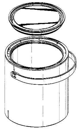 Design for a can with a circular configuration viewed fromthe top with a tapered body, a wide mouth and a lid.
