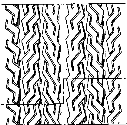 Example of directional type tire tread with uninterruptedequatorial circumferential groove.
