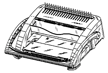 Example of a design for a spiral binding-type bookbindingapparatus.
