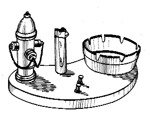 Example of a design for a simulative ash receiver that includesa provision for wall, post or clamp mount and a lighter.
