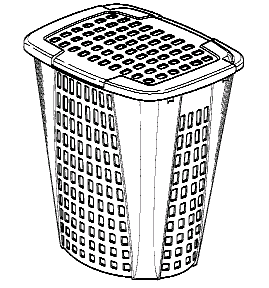 Caption:	 Example of a design for a laundry basket or hamper.
